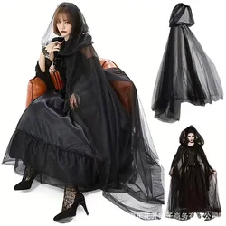 Disfraz de bruja con capa negra de Halloween para vestir