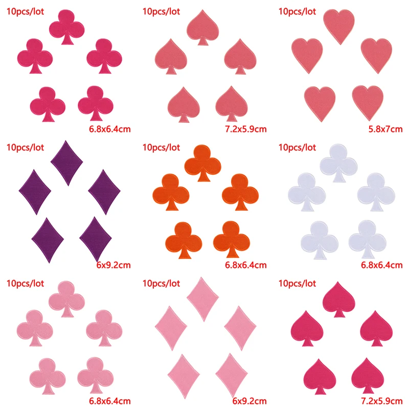 Parches bordados termoadhesivos corazón y diamante para traje póker - imagen 5