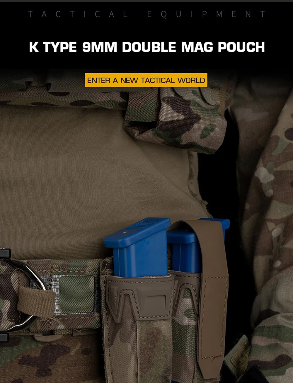 Bolsa doble para cargadores 9MM estilo Agilit con sistema MOLLE