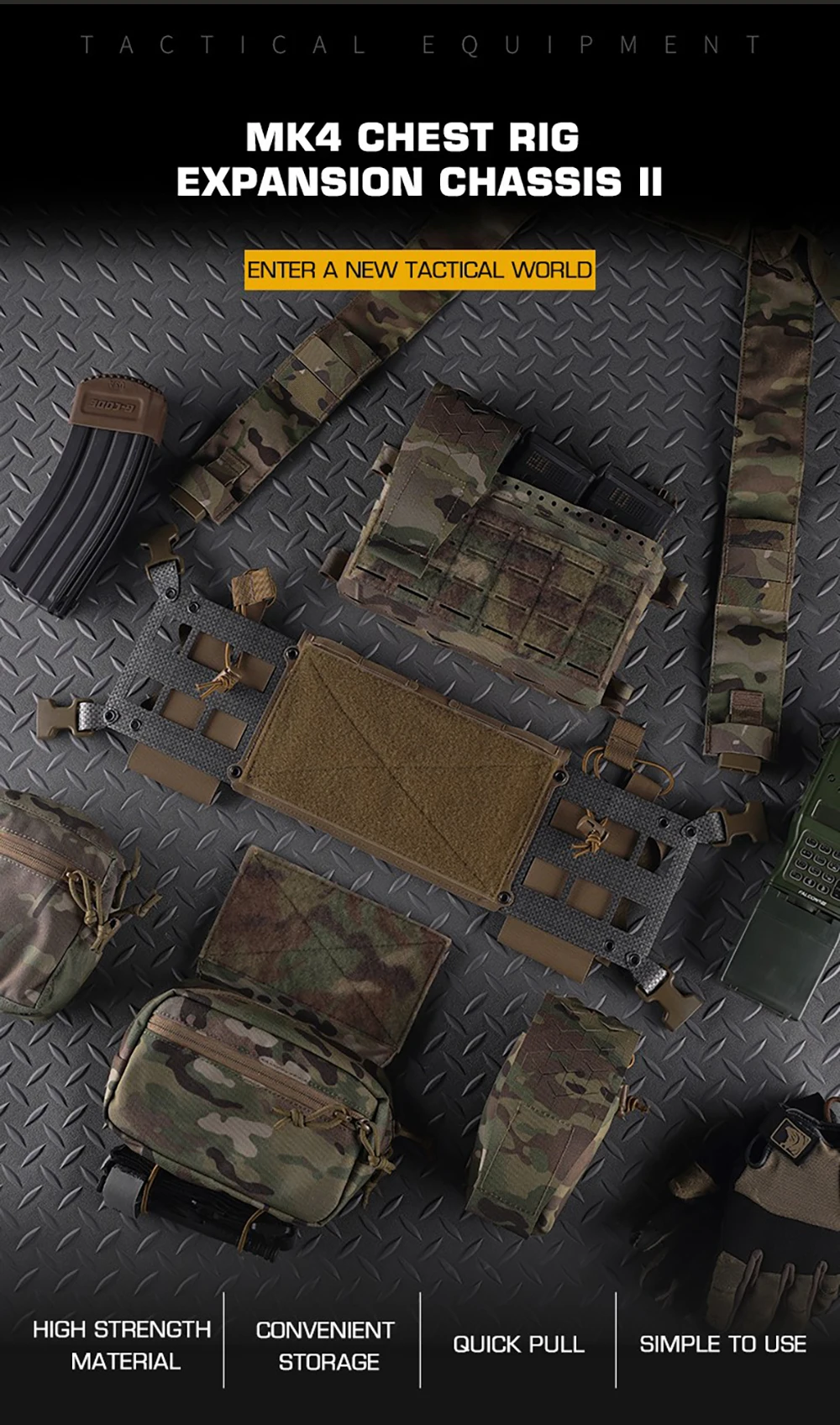 Vista frontal del tablero MOLLE MK4