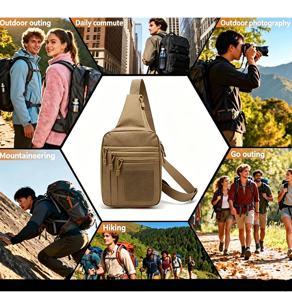 Bolso táctico tipo bandolera para senderismo y camping