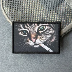 Parche táctico de gato con manchas tipo tigre y velcro
