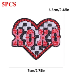 Parches termoadhesivos bordados bola 8 llamas XOXO corazones cuadros