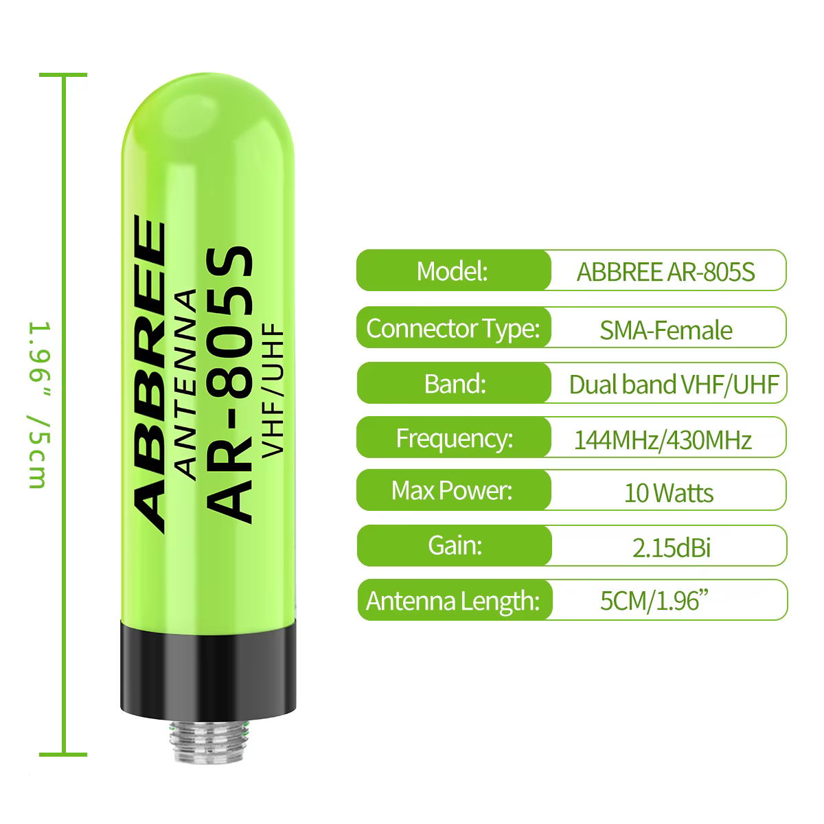 ABBREE AR-805S Antena SMA Dual UHF/VHF Alta Ganancia Walkie Talkie