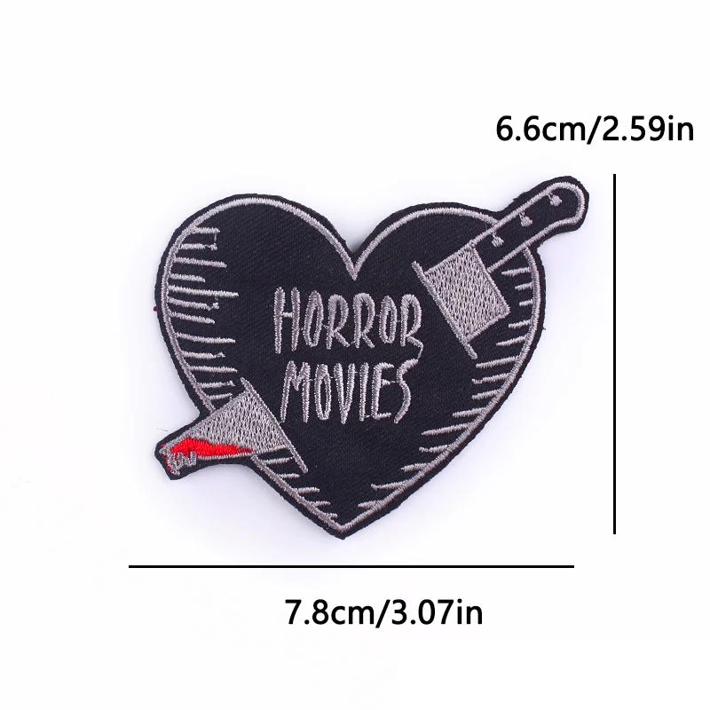 Parche termoadhesivo bordado esqueleto punk gótico corazón DIY - imagen 5