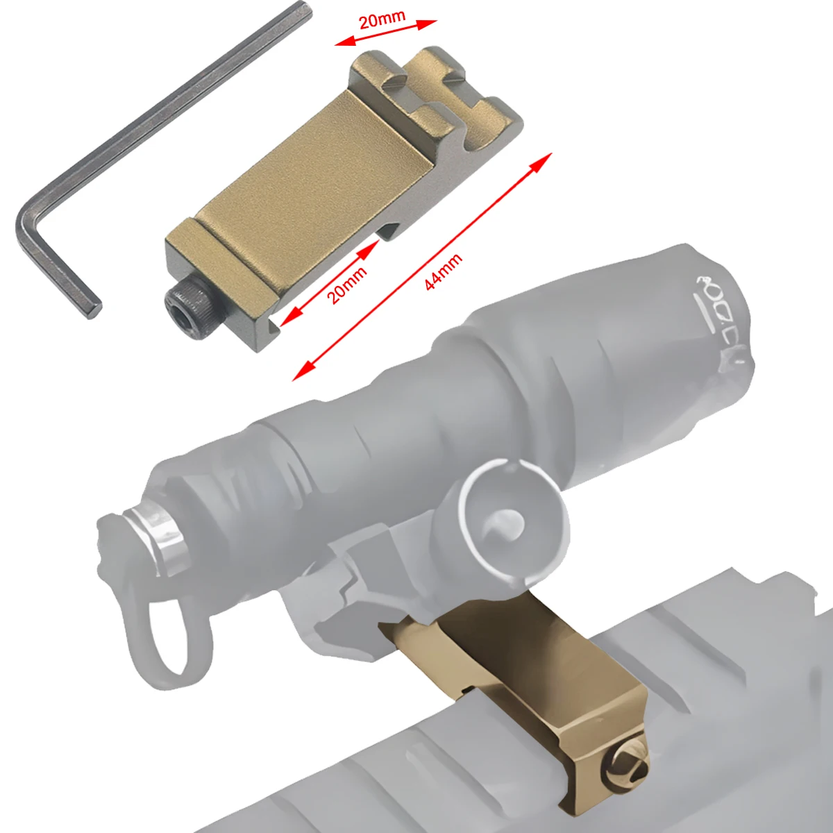 Soporte linterna táctica universal para riel Picatinny y tubo - imagen 2
