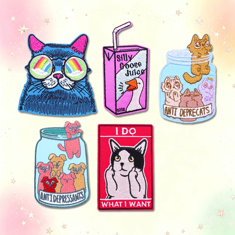 Parche bordado gatos y patos dibujos animados para ropa - imagen 4