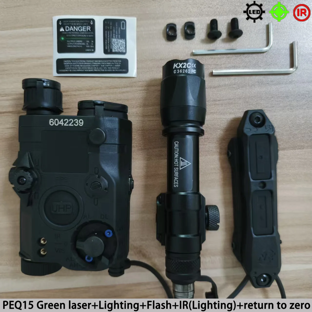 Linterna táctica Airsoft con punto rojo y verde LED para arma - imagen 3