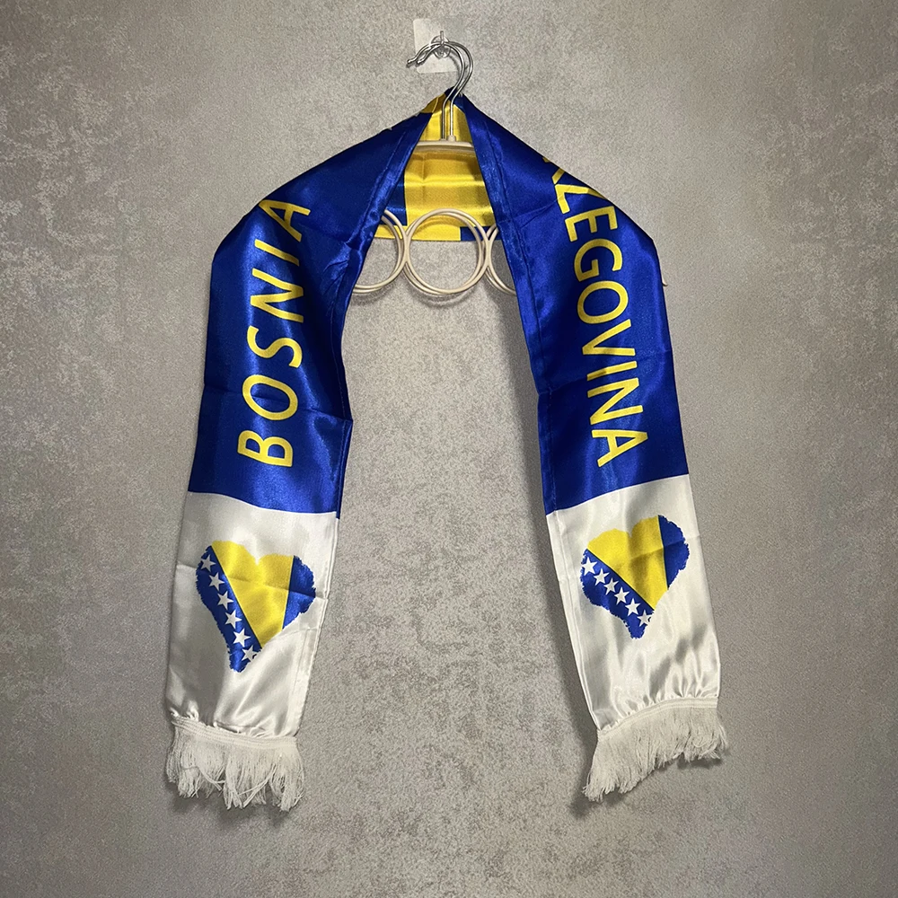Bufanda bandera Bosnia y Herzegovina satén doble para fútbol - imagen 4