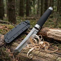 Cuchillo fijo táctico para exterior con funda de supervivencia