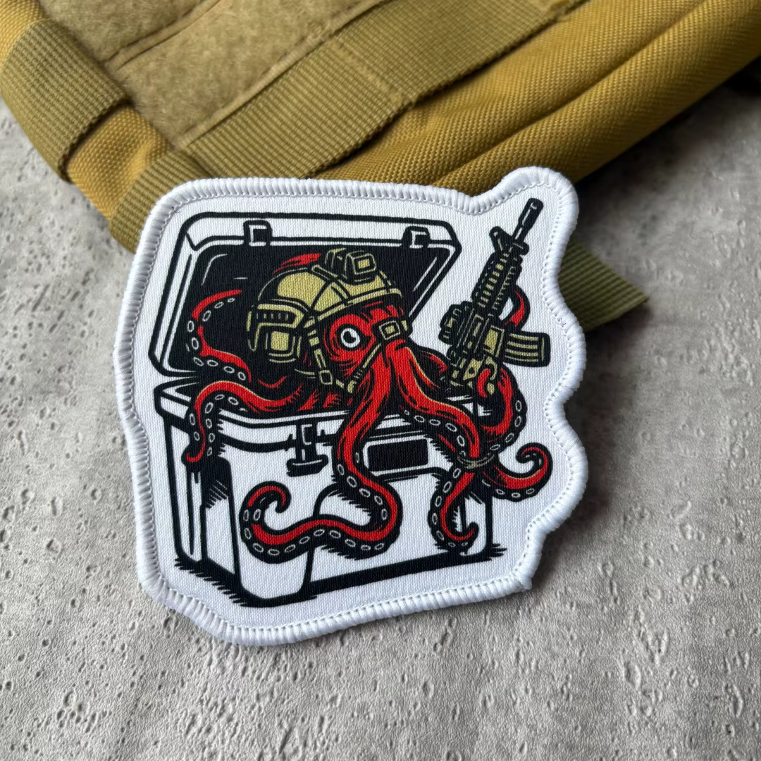 Parche táctico velcro gancho y bucle pulpo rojo para casco militar - imagen 5