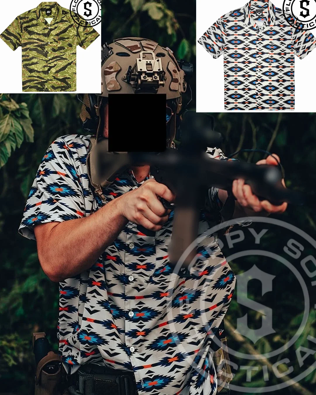 Camisa táctica QILO manga corta estampado hawaiano airsoft - imagen 4