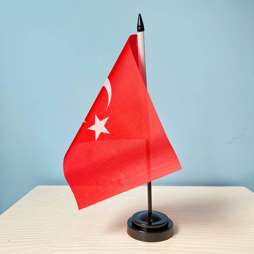 Bandera de poliéster con símbolo de Turquía vista frontal
