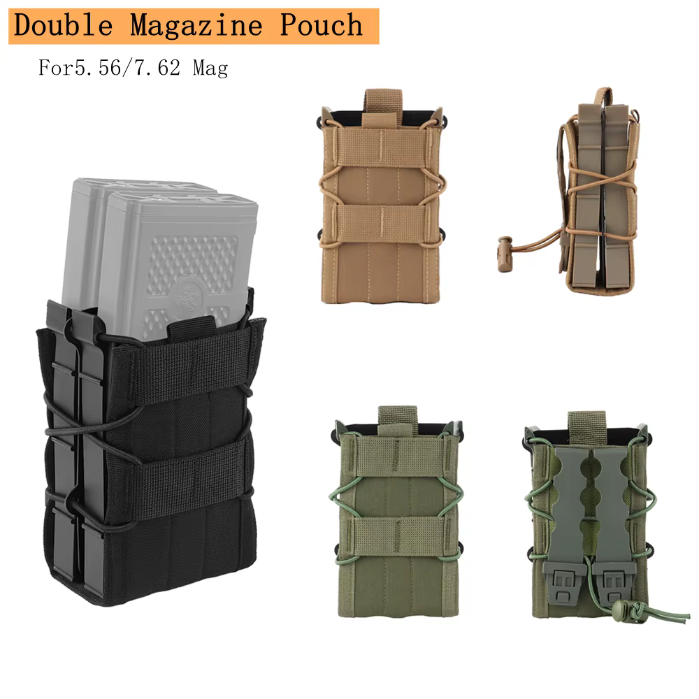 Bolsa táctica MOLLE doble cargadores magnética 5.56/7.62 M4 AK