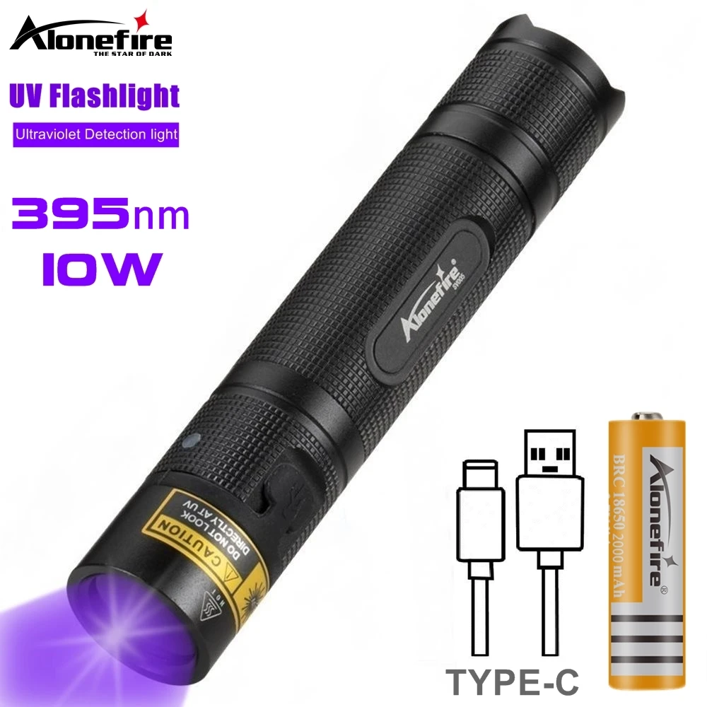 Linterna UV Alonefire mostrando su cuerpo de aluminio