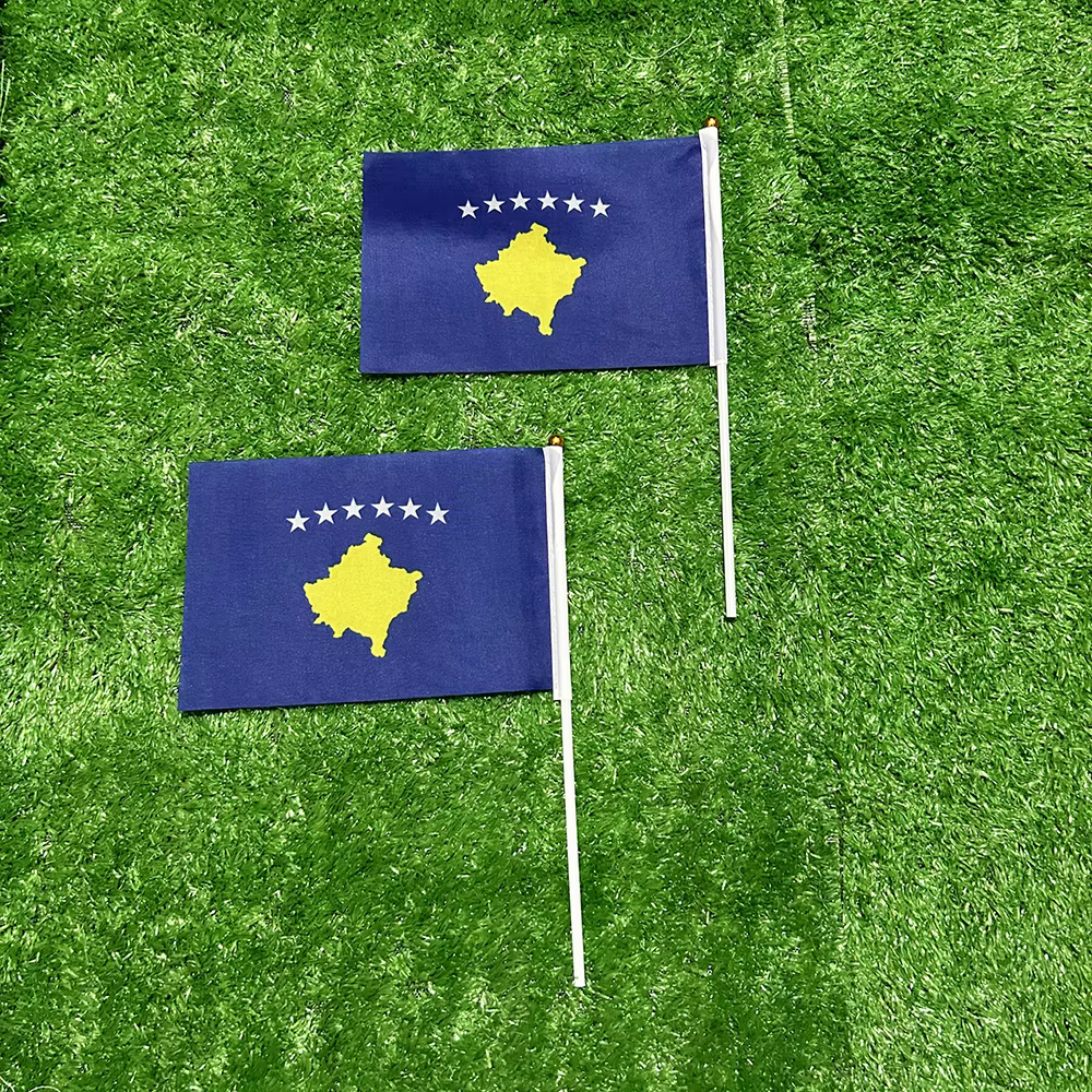 Bandera Kosovo ondeando poste plástico 21x14 cm decoración hogar - imagen 5