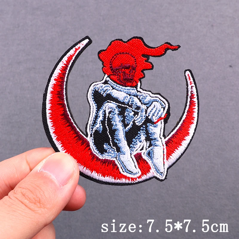 Parche bordado termoadhesivo Grim Reaper estilo Punk para planchar - imagen 5