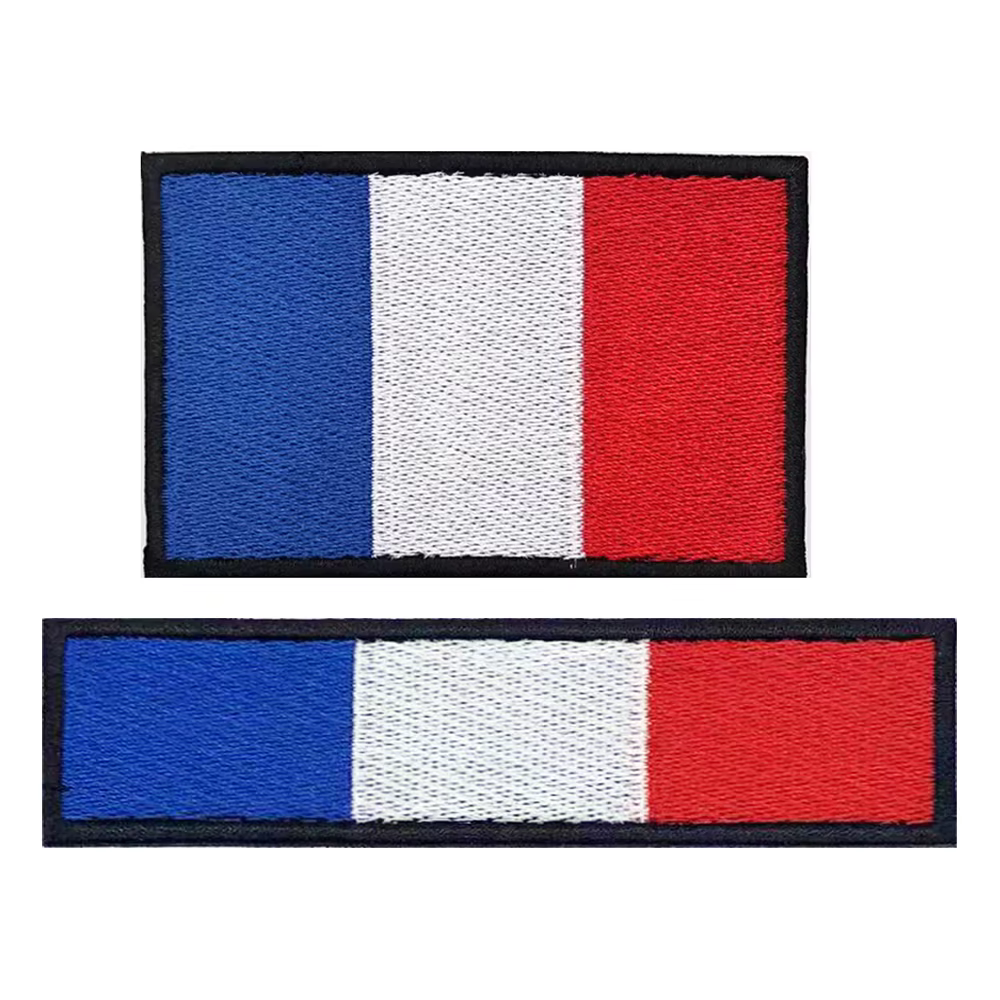Parche bordado con bandera de Francia y respaldo de velcro