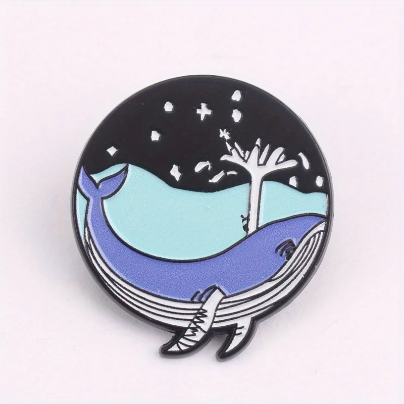 Pin táctico ballena celeste con motivo árbol y cúpula estrellada - imagen 4