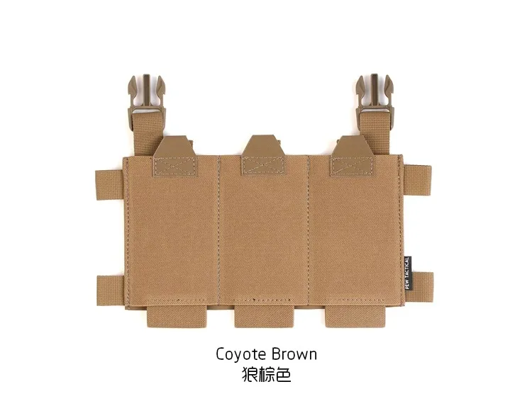 Vista del pouch triple para apoyo frontal/placa