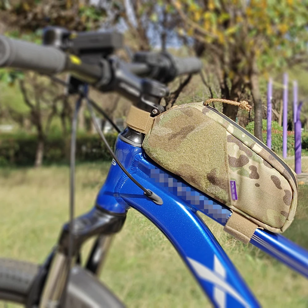 Bolsillo táctico para tubo horizontal de bicicleta con diseño de camouflage