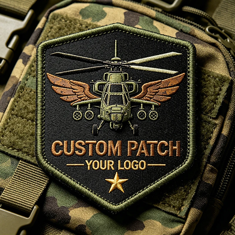 Parche táctico termoadhesivo alas helicóptero Velcro gancho y bucle - imagen 4