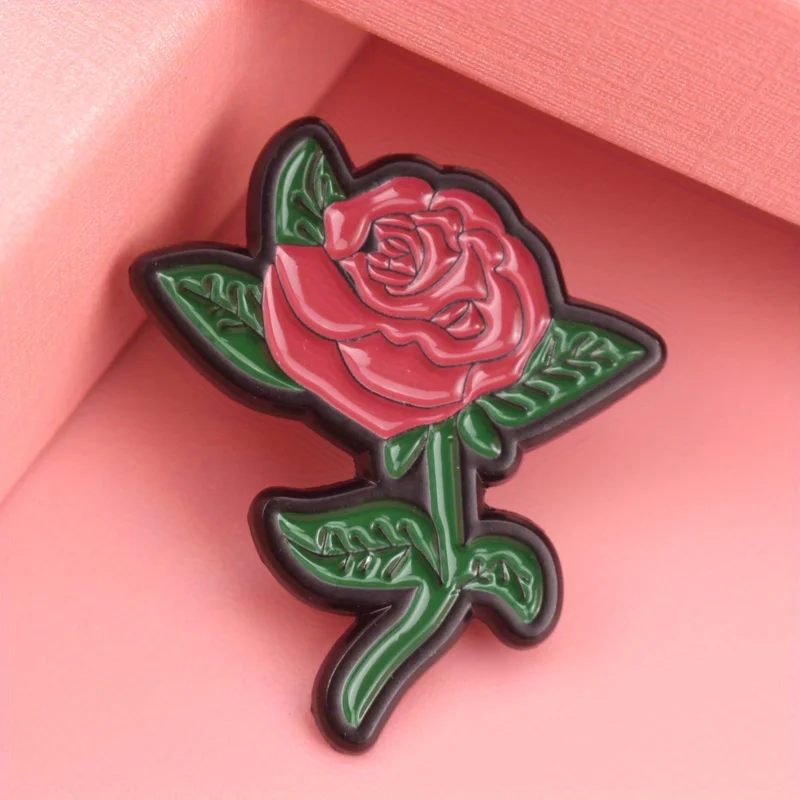 Pin de esmalte flor Crimson Bloom hiperrealista con detalles botánicos - imagen 4