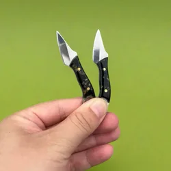 Navaja plegable mini colgante llavero de latón y madera camping