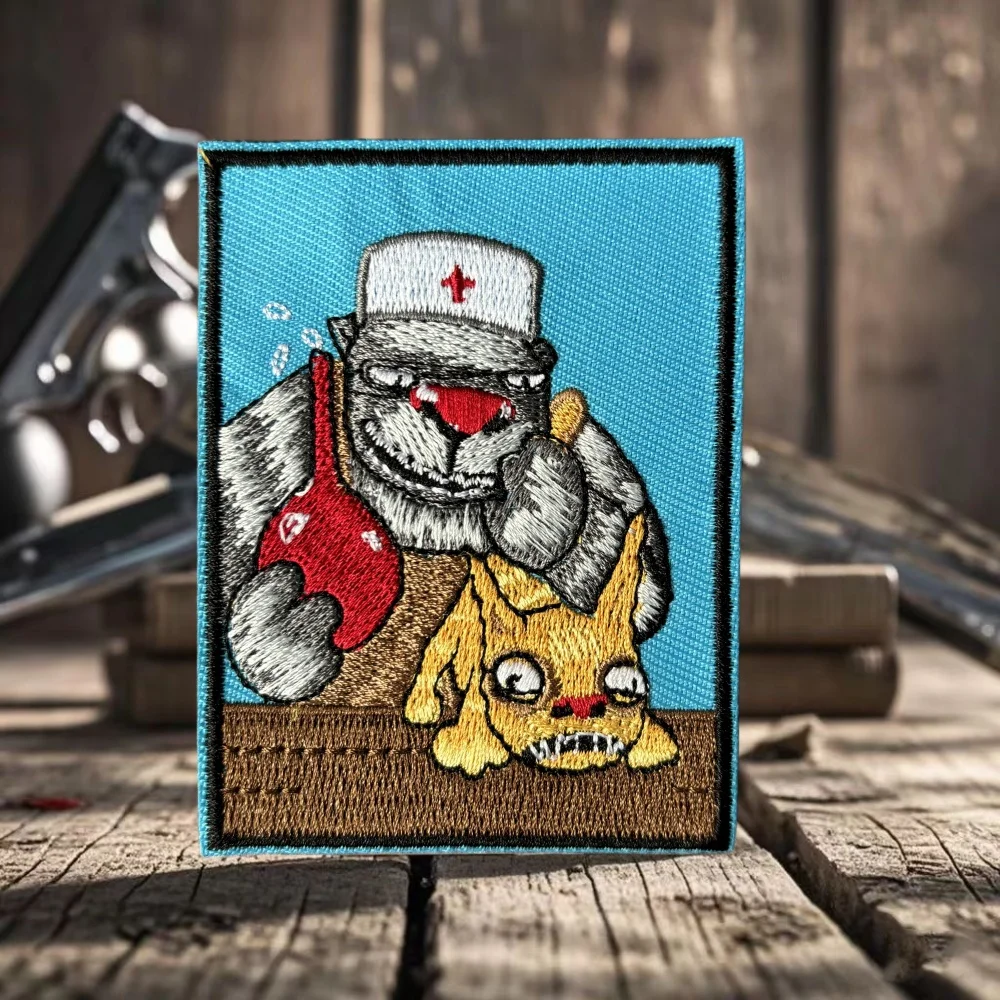 Parche moral táctico bordado gatos médicos con velcro
