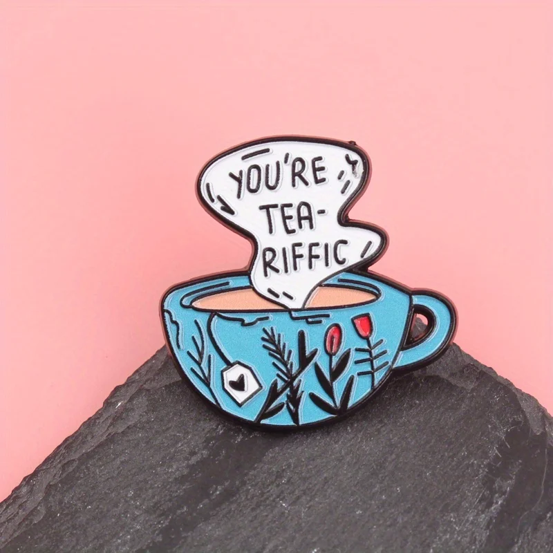 Pin Tea-rrific de té cobalto con flores vaporosas encanto botánico - imagen 5