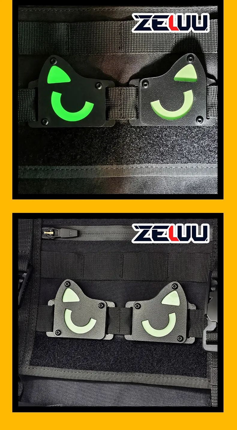 Parche luminoso verde con diseño de ojo de gato