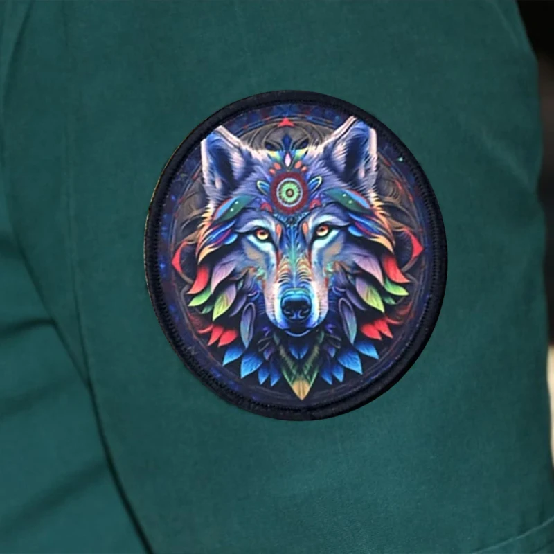 Parche táctico de lobo bohemio con velcro para chaleco - imagen 4