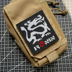 Ronin Parche táctico dragón negro PVC con velcro para mochila militar