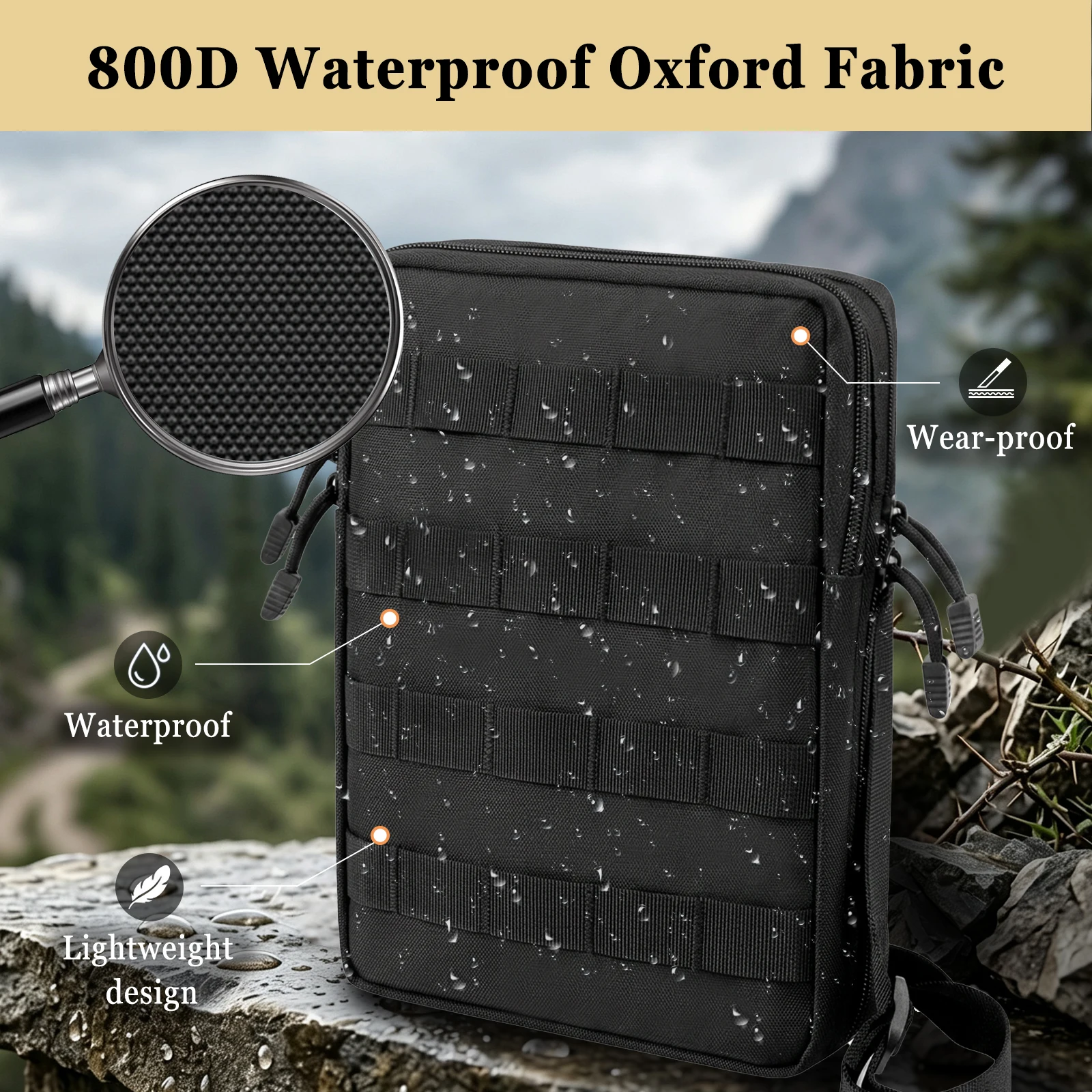 Bolsa táctica EDC de pecho MOLLE 800D impermeable y resistente