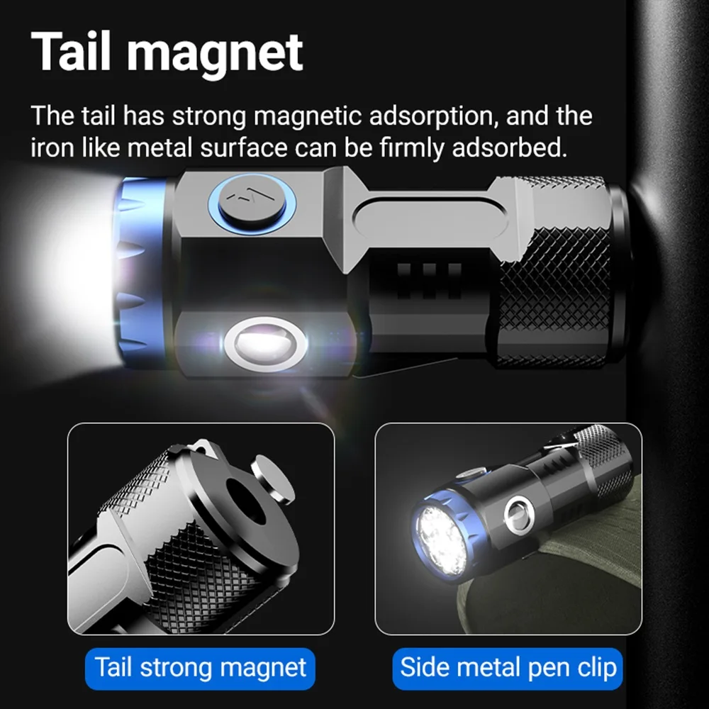 Linterna LED táctica P35 6500K USB recargable con imán integrado - imagen 4