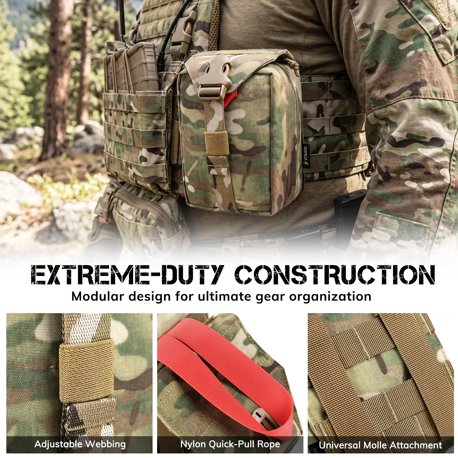 VOTAGOO Bolsa Táctica Liberación Rápida MOLLE EDC Vertical Utilidad - imagen 3