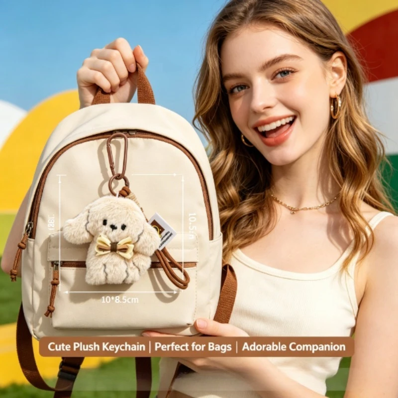 Llavero peluche Bichón Frisé – Colgante estético para mochila y llaves - imagen 5
