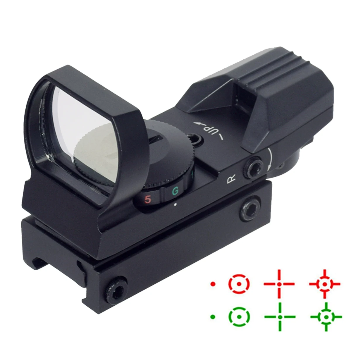Mira táctica holográfica punto rojo y verde 20mm rail MOLLE