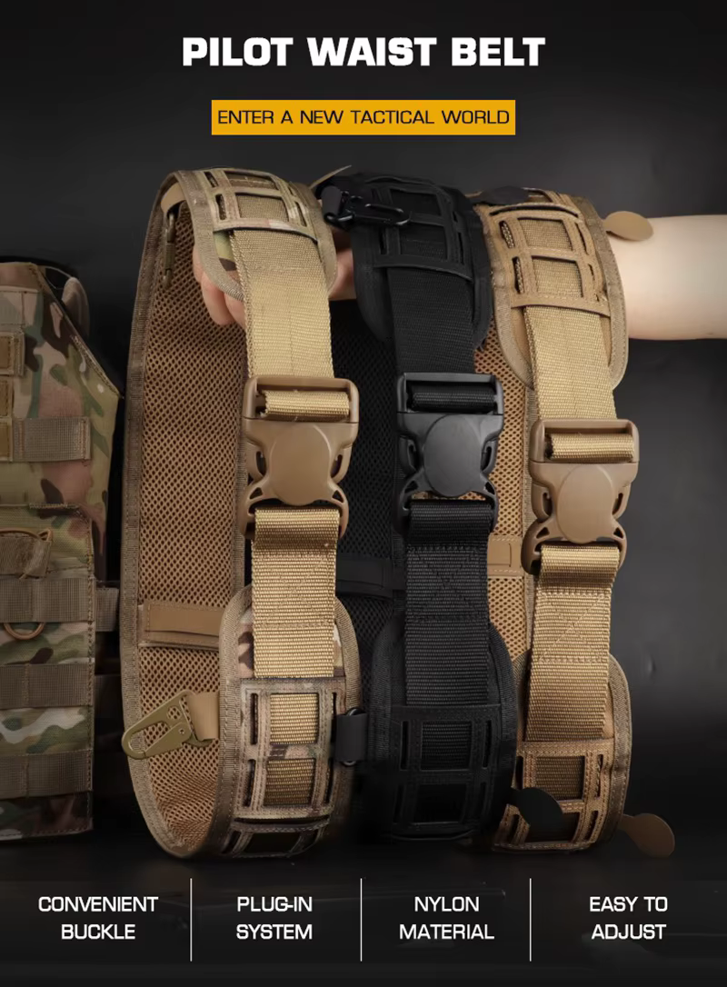 Detalle del sistema de anclaje MOLLE y hebilla