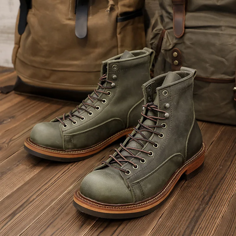 KOWM Botas de senderismo en cuero para hombre con suela gruesa - imagen 4