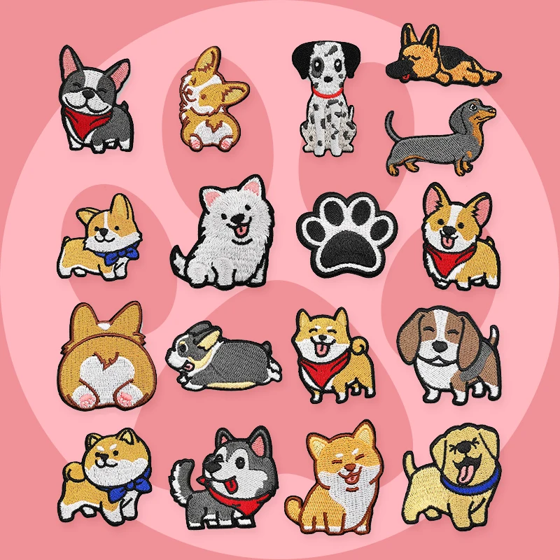 Parche termoadhesivo bordado corgi de dibujos animados para ropa táctica - imagen 4