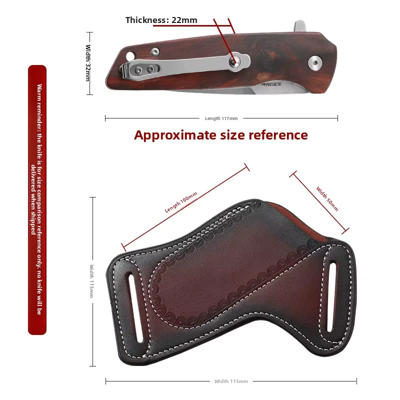 Funda táctica para navaja plegable en cuero vacuno multifunción - imagen 5