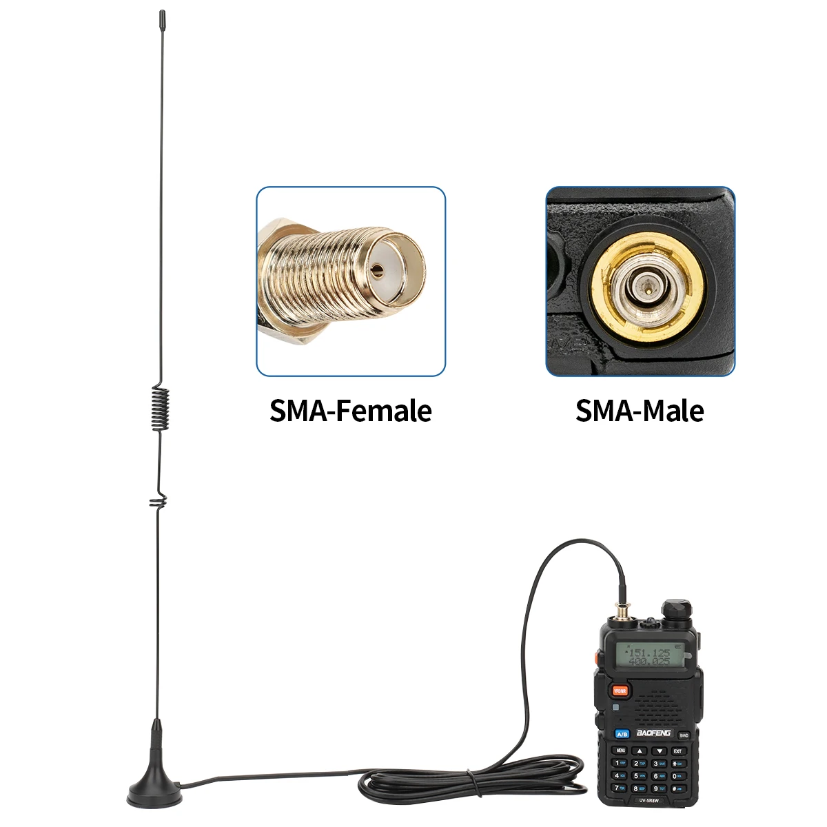 UT-106UV Antena magnética para coche SMA hembra - doble banda - imagen 5