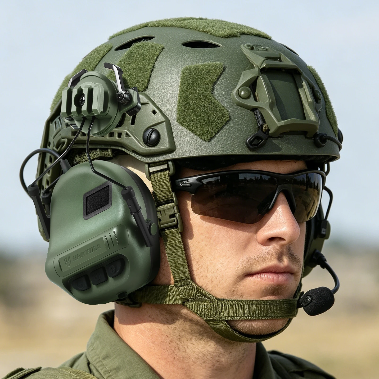 Auriculares tácticos YHKEMA para casco con montaje en riel y DSP - imagen 2
