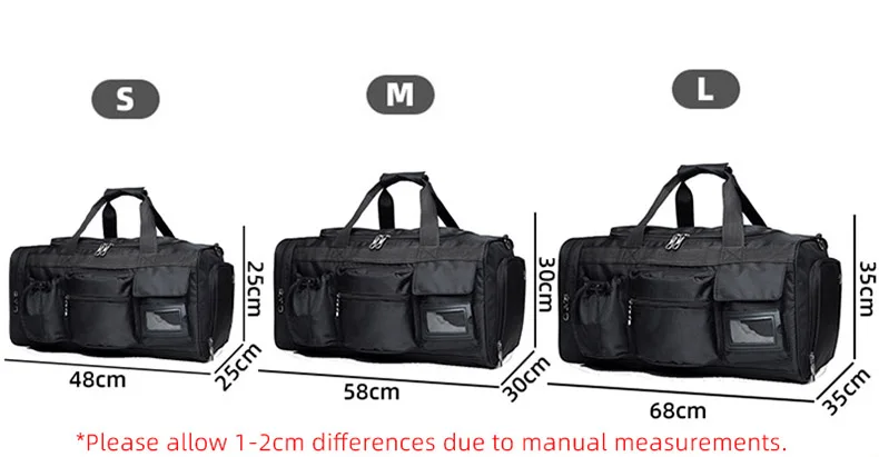 Bolsa deportiva negra con bandolera y espacio de carga