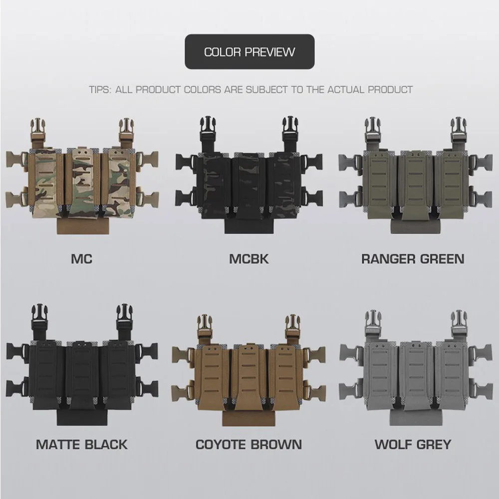 Panel frontal MOLLE en verde ranger montado sobre chaleco táctico