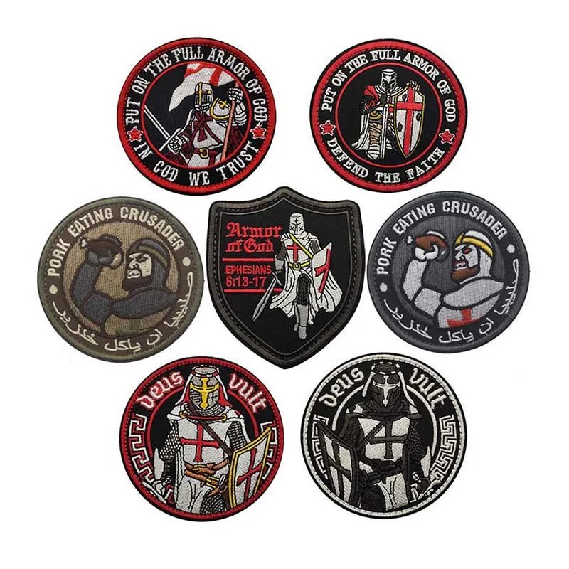 Parche táctico Knights Crusader – Emblema bordado con velcro para uniforme