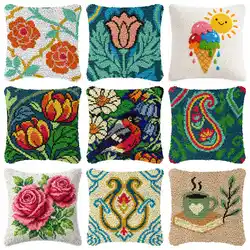 Funda de cojín bordada floral con gancho para sofá y sala de estar