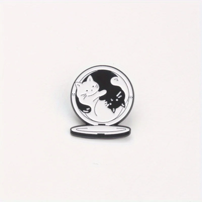 Broche de gato metálico esmaltado con estilo casual y encantador
