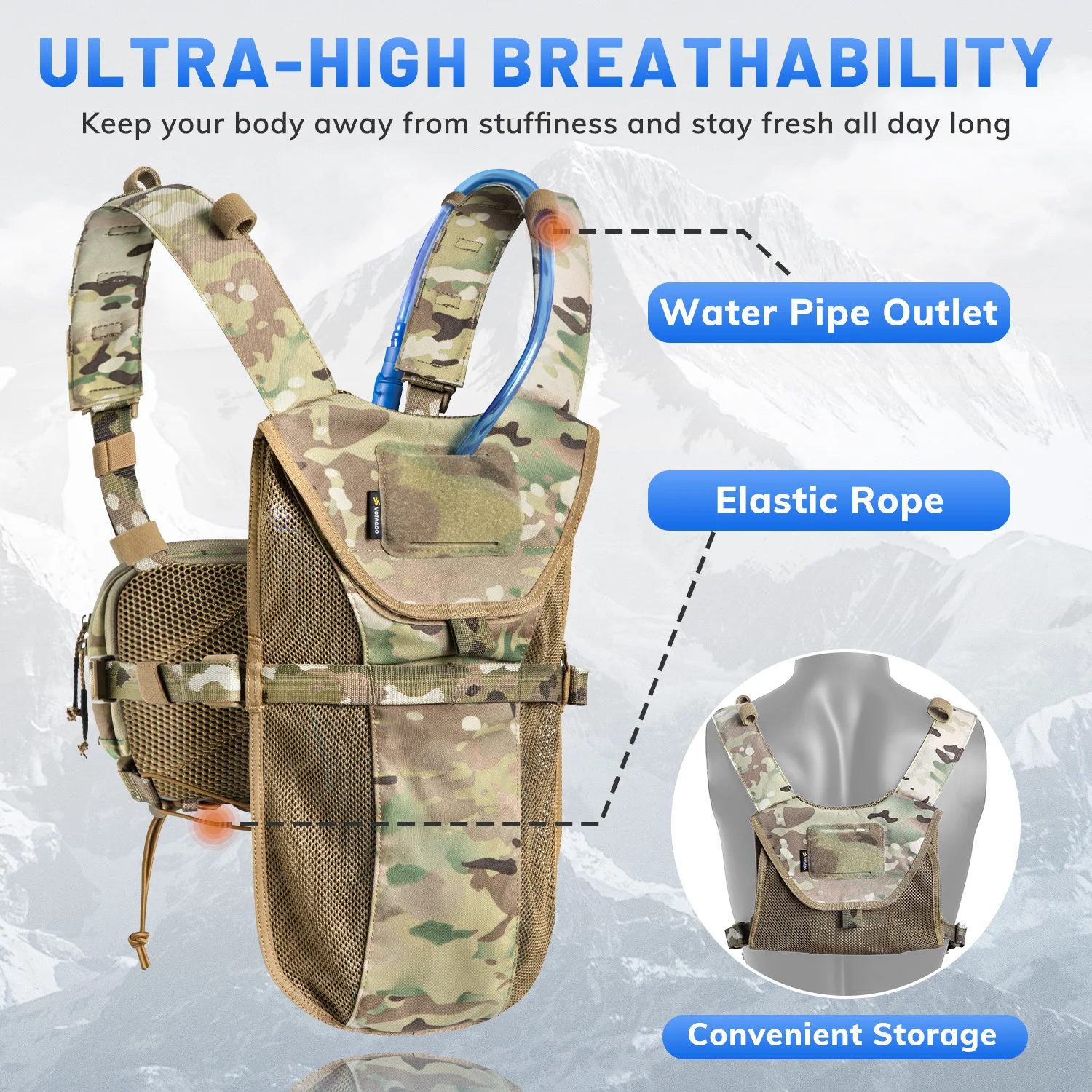 VOTAGOO Chaleco de hidratación ligero trail con bolsa de agua - imagen 3